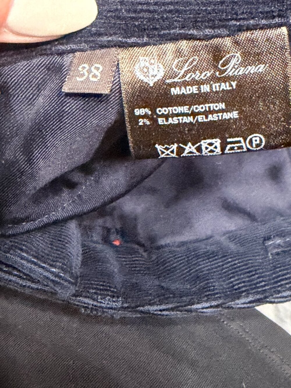 Loro Piana Rodger Corduroy Straight Leg Pants Navy Blue NWT IT 38 US 2 - Picture 3 of 6